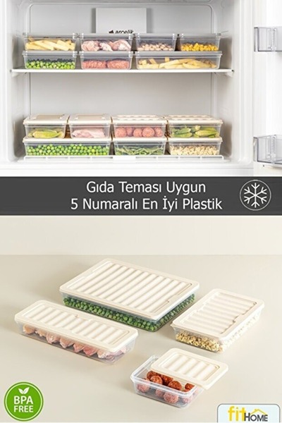 FİTHOME 9-Piece Deep Large Size Refrigerator and Freezer Storage Container In-Cabinet Organizer Microwave Suitable
