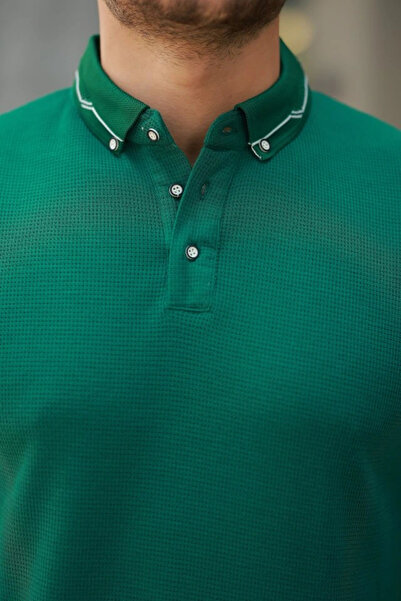 GENCULUS Men's Button Collar Waffle Fabric Short Sleeve T-Shirt