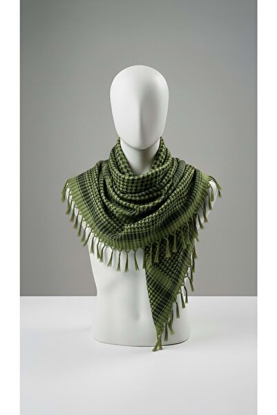 Exve Exclusive Green Black Cotton Soft Woven Shawl Scarf Accessory 90 X 90 cm