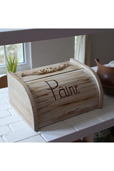 Decoratiuni Vintage Casa Retro Classic bread box, hand-painted, vintage white, without chopper, 39 X 18 X 27 cm