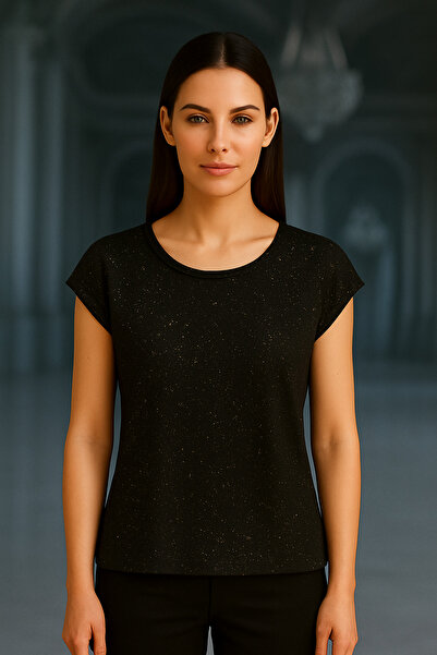 TUSSE Elegant Silvery Classic Plus Size Short Sleeve Blouse