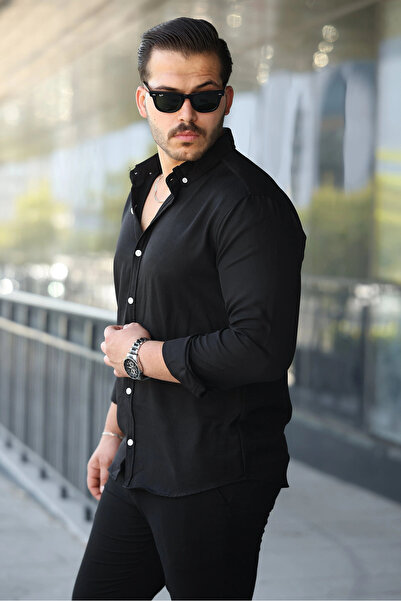 GENCULUS Men's Long Sleeve Regular Fit Linen Shirt