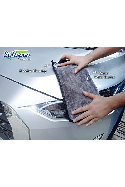 SOFTSPUN Microfiber Super Absorbent Cloth 500 GSM 40x40 cm Pack of 4 - Grey