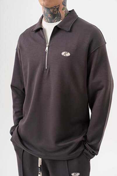 Respire Men's Half Zip Modal Sweatshirt Smoked