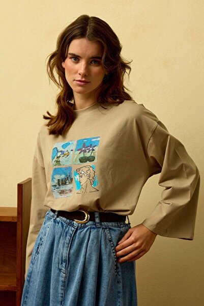 Ceylan Otantik Taş Summer Printed Basic Bodysuit