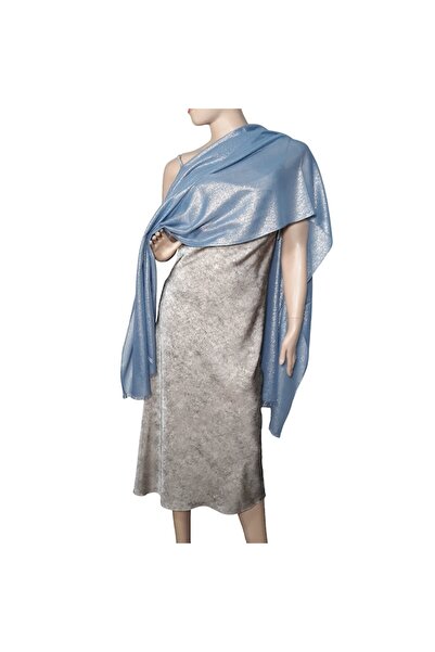 L-line fashion Women's shawl with lurex inserts, pastel blue