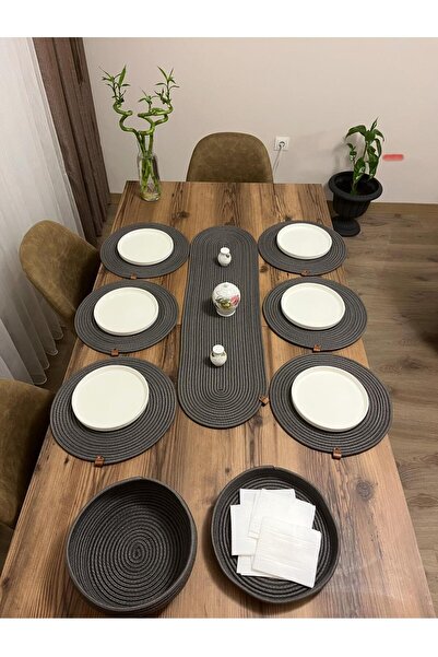 eftlyhome Runner Basket Set, Jute, Wicker, American Service, Cutlery Set, Plate Coaster, Presentation, Bread Basket