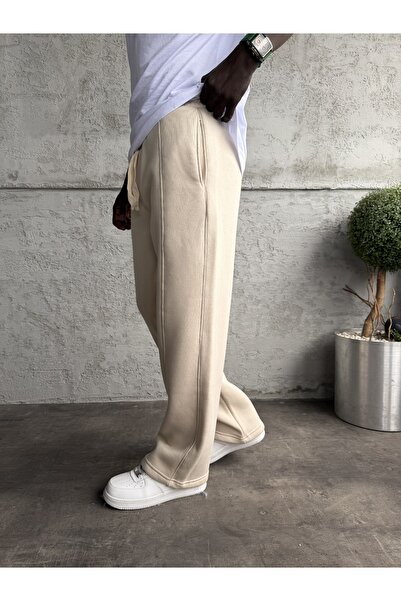 KağanKY Φαρδιά αθλητική φόρμα με λεπτομέρεια ραφής σε μπεζ χρώμα