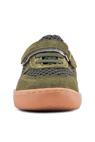 Rakerplus Bob Genuine Leather Khaki Green Barefoot Velcro Elastic Baby Sneaker Shoes
