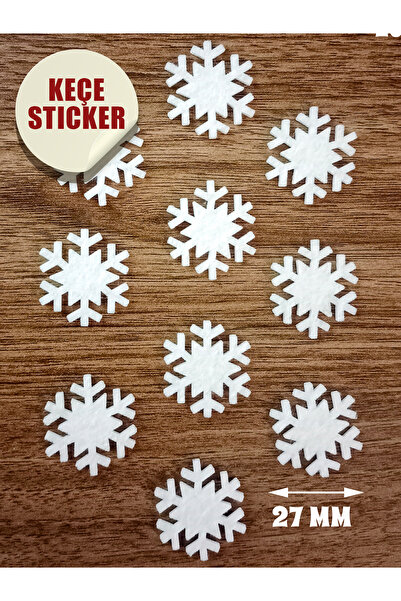 Kabajur Adhesive Felt Snowflake Sticker Set Christmas Ornament – 10 Pieces, 27 mm