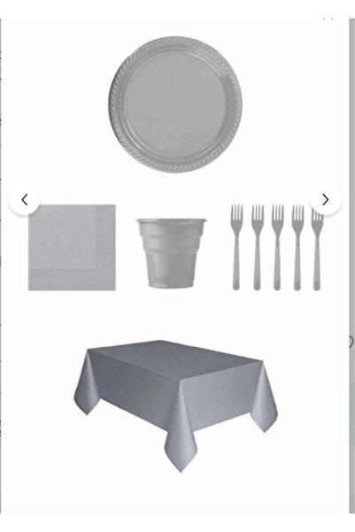 PartyX Plastik Tabak Bardak Çatal Peçete Masa Ört Set Gold Gümüş Siyah Sarı P...