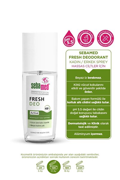 Sebamed Fresh Activa Ferahlık Deo 75 ml Hassas Ciltler İçin Aluminyumsuz 48 Saat Koruma