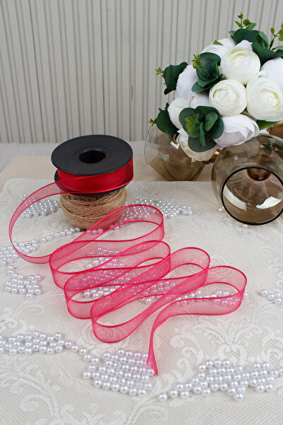 Mortex Fuchsia Chiffon Ribbon 2.5 cm 20 m - Gift basket, Wedding, Engagement, Dowry, Gift, Decoration, Birthday, Party