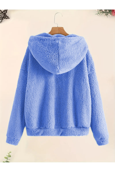 LG LAGULER Full Zip Jacket, Slant Pocket Plush Hoodie, Casual Long Sleeve Hoodies