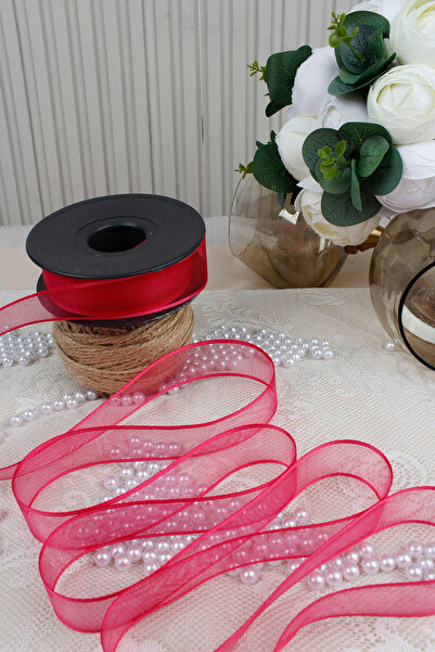 Mortex Fuchsia Chiffon Ribbon 2.5 cm 20 m - Gift basket, Wedding, Engagement, Dowry, Gift, Decoration, Birthday, Party