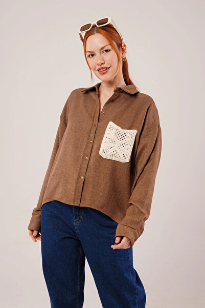 GENCULUS Ethnic Pocket Detailed Brown Shirt