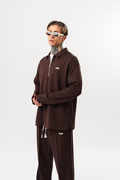 Respire Men's Half-Zip Modal Sweatshirt Brown