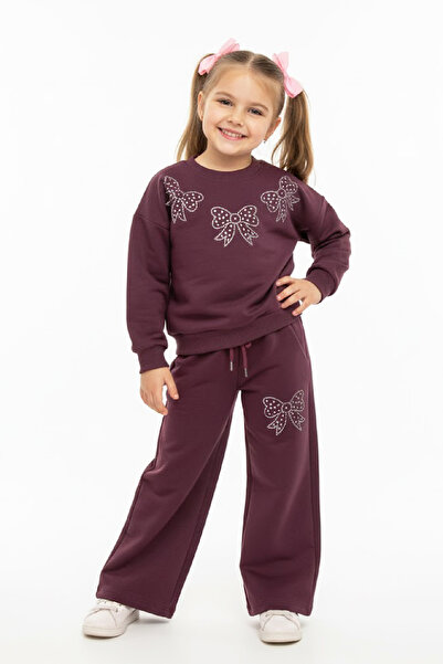 MODANINO Girl's Stone Bow Printed -2 Thread-Top-Bottom Set-5-12 Years Old 12436