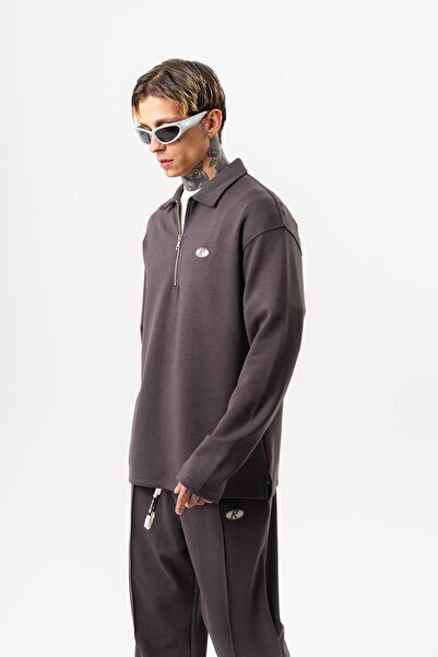 Respire Men's Half Zip Modal Sweatshirt Smoked