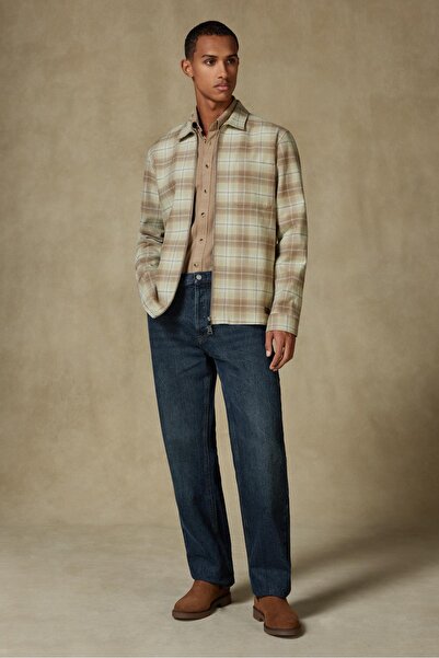 Abbate Prato Flanel Cotton Overshirt Fit Green Classic Collar Men's Plaid Overshirt