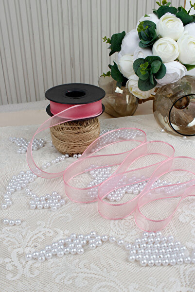 Mortex Pink Chiffon Ribbon 2.5 cm 20 m - Wedding, Engagement, Dowry, Gift, Decoration, Birthday, Party