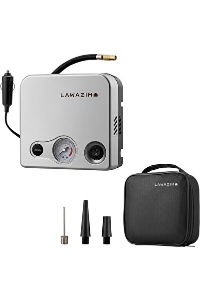 Lawazim Tire Inflator - Portable Air Compressor Pump with 3 Nozzles & Carryin...