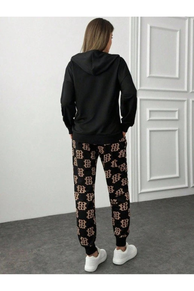 GENCULUS Women's Long Sleeve Two Thread Fabric Zipper And Pocket Detail Hooded Double Suit