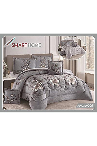 Moon Helena Winter Bedspread Set, 6 Pieces, Velvet on Faux Fur