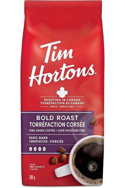 Tim Hortons قهوة محمصة جريئة، مطحونة بشكل ناعم، محمصة داكنة، كيس 300 غرام