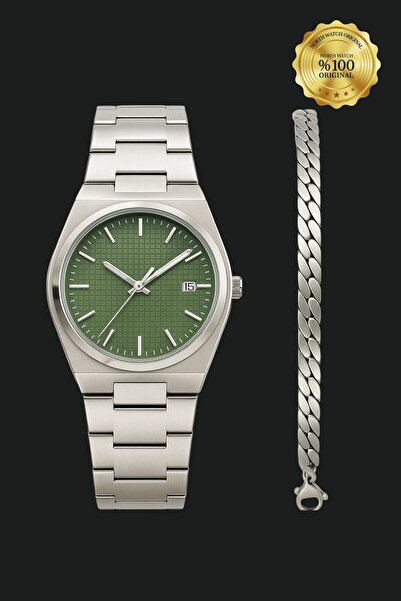 Northwatch Men's Steel Wristwatch & Steel Bracelet Set – Stylish Modern Ensemble