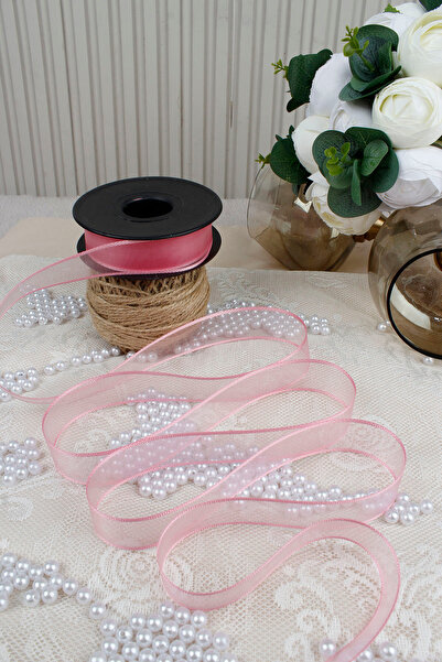 Mortex Pink Chiffon Ribbon 2.5 cm 20 m - Wedding, Engagement, Dowry, Gift, Decoration, Birthday, Party