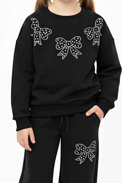 MODANINO Girl's Stone Bow Printed -2 Thread-Top-Bottom Set-5-12 Years Old 12436