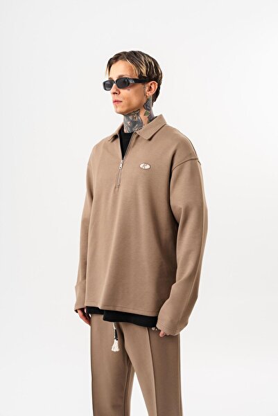 Respire Men's Half Zip Modal Sweatshirt Mink