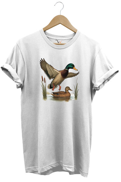 WİDİ Hunting Hunting Mallard Duck Hunting Reedbed Printed Tshirt
