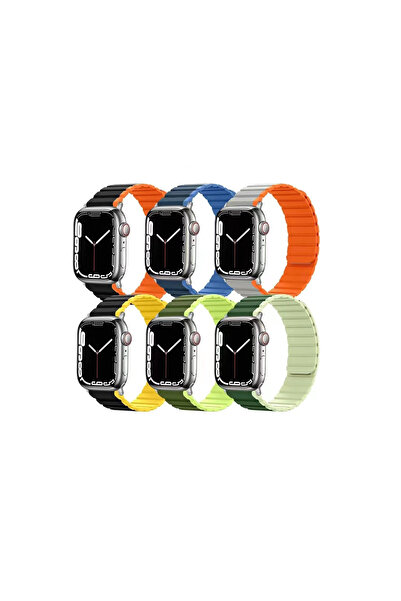 ceppark Apple Watch 42mm Mo-Wb1 Dual Color Magnetic Silicone Band - Grey-Orange-(5796) - Tygo1237-129
