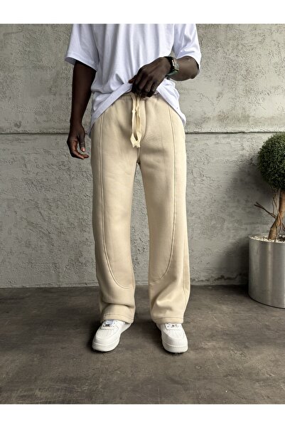 KağanKY Φαρδιά αθλητική φόρμα με λεπτομέρεια ραφής σε μπεζ χρώμα