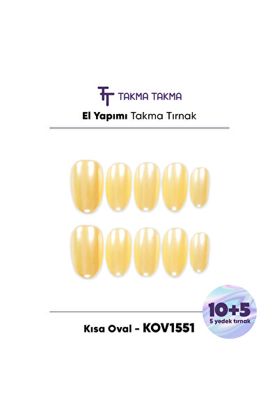 Takma Takma 15'li Sarı Kısa Oval KOV1551 Tekrar Kullanılabilir El Yapımı Prot...