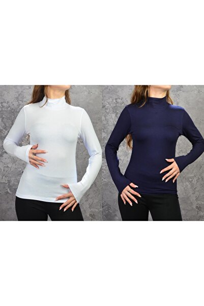 İDOL GİYİM Women's Long Sleeve Turtleneck Viscose Bodysuit Set of 2