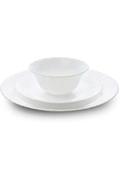 Cuisine Art Opalware Dining Collection - Exquisite White 12-Piece Dinnerware Set (4x10" plates, 4x7.