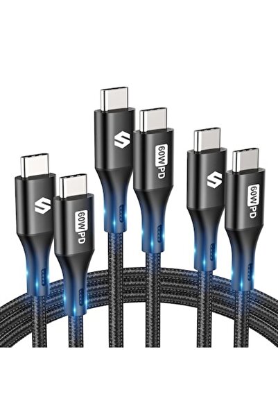 Silkland 60W Fast Charge Data Cable Set, 3 pcs (1x1m + 2x2m) USB-C to USB-C PD 3.0