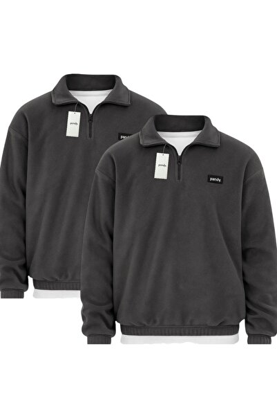 pandy 2-Pack Unisex Standard Fit Comfortable Cut Anti-Pilling Cold-Proof Fleece Sweatshirt