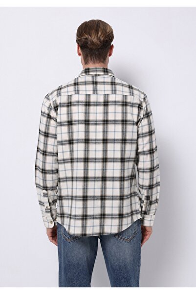 Colin's Regular Fit Shirt Neck Plaid Men's Ecru Long Sleeve Shirt