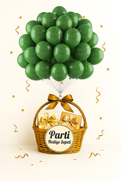 parti hediye sepeti Koyu Yeşil Balon Buketi | Doğum Günü Süsleri & Forest Gre...