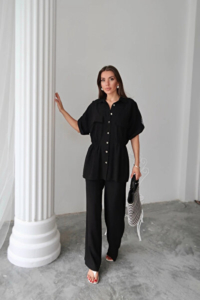 GENCULUS Chain ​​Body with Drawing Strings Detail, Hidden Pantoon Set, Black