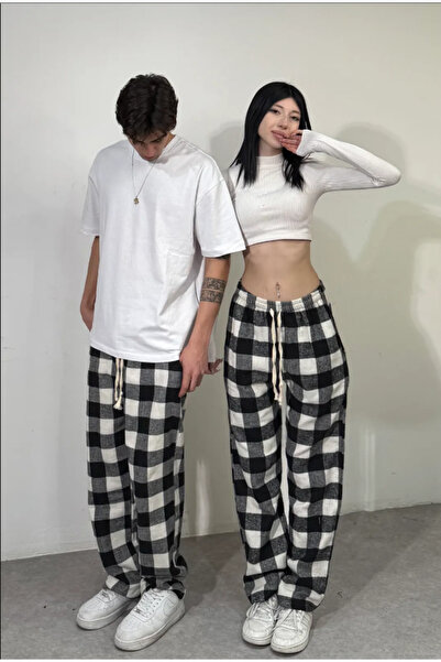 TWİZYYFAM Unisex Kareli Ekose Oduncu Eşofman Altı