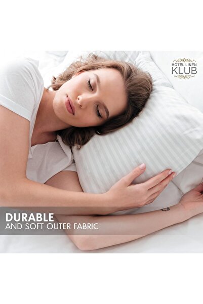 Hotel Linen Klub Deyarco Standard Pillowcase 2Pc Set, 100% Cotton 250TC Sateen Stripe, 50x75 cm, Whi