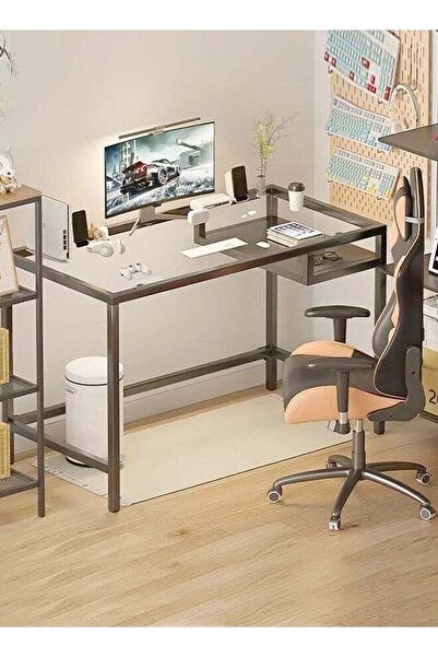 Raffine Multifunction Transparent Desk Dressing Table 100x50x73 cm Black