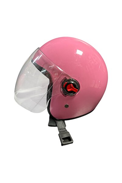 MOTORKİT MK PEMBE MOTOSİKLET YARIM KASK ŞEFFAF VİZÖRLÜ [ KORUYUCU CAMLI ]