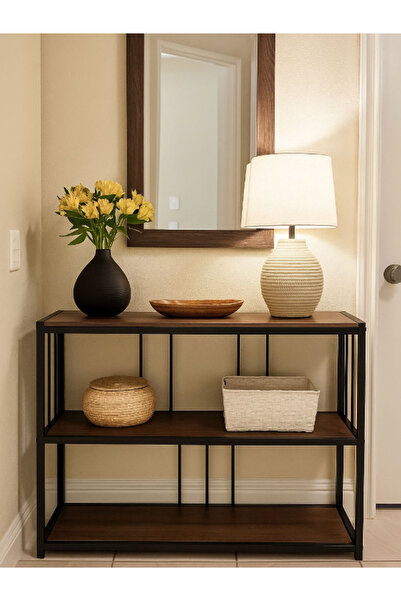 BEC59 وحدة مدخل خشبية عصرية بأرجل معدنية - 100سم - تصميم أنيق و عملي