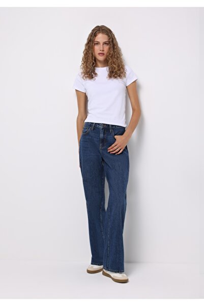 Colin's Regular Fit High Waist Wide Leg Women's Dark Indigo Jean Trousers